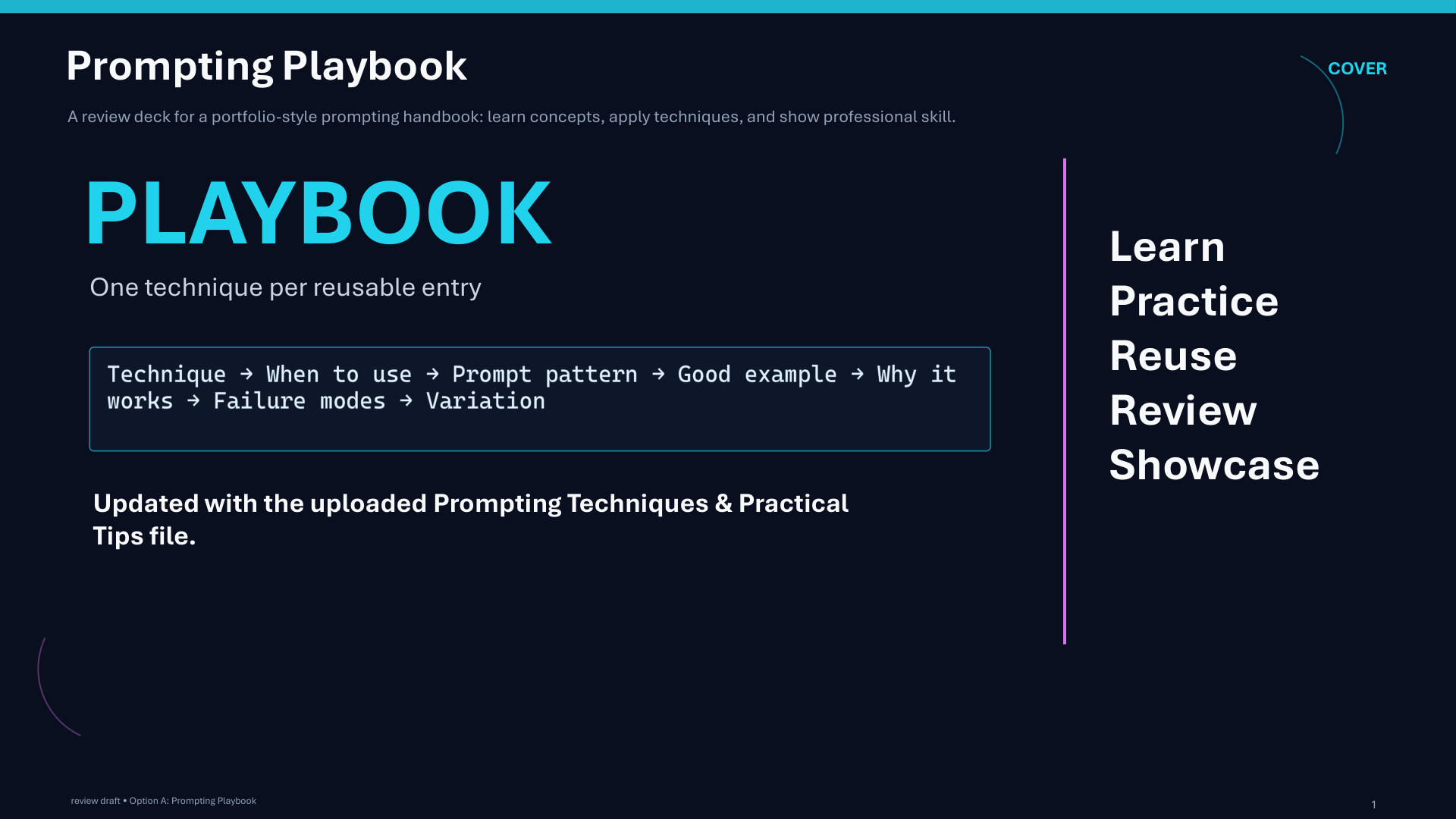 Page 1: Prompting Playbook