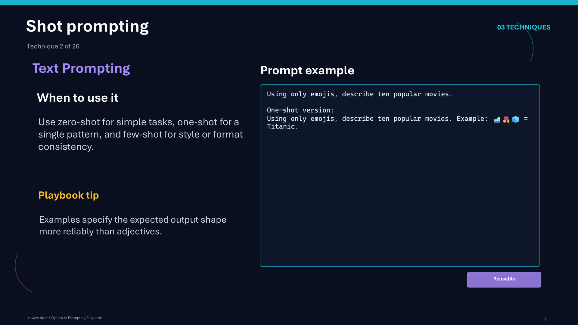 Page 7: Shot prompting