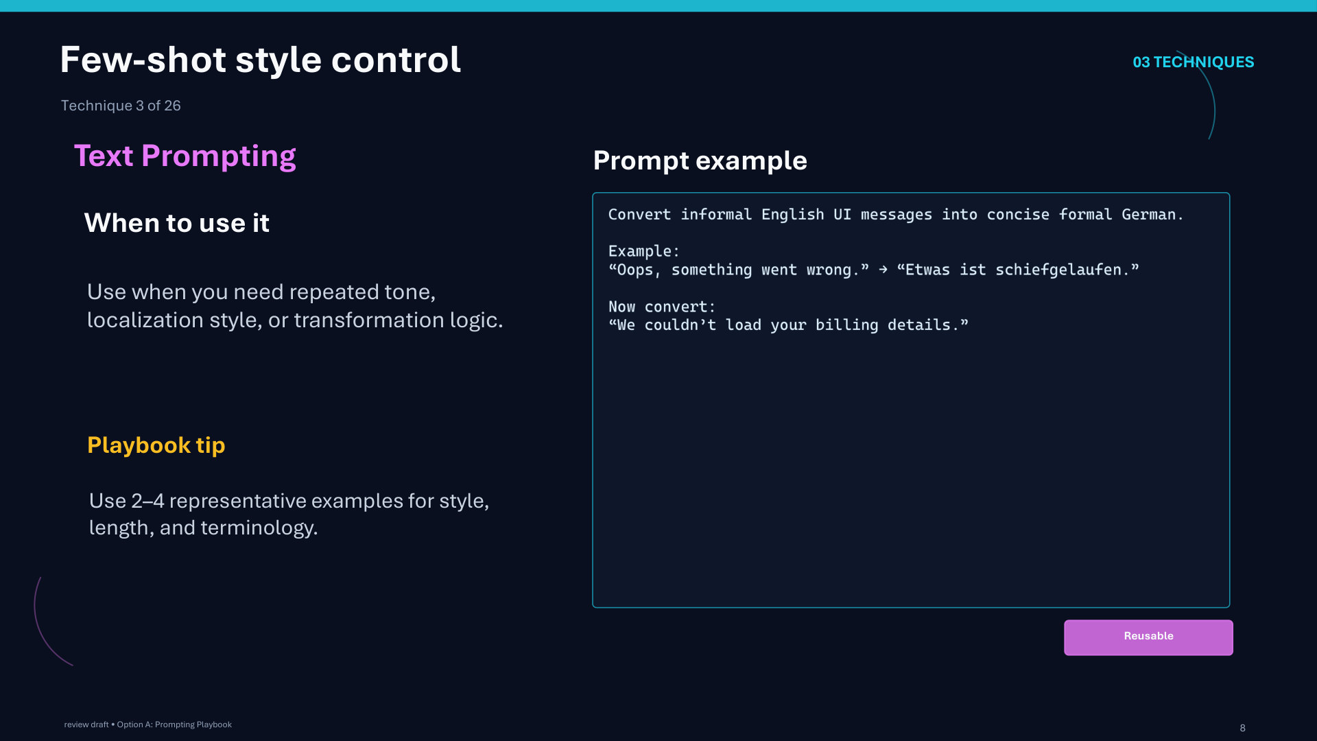Page 8: Few-shot style control