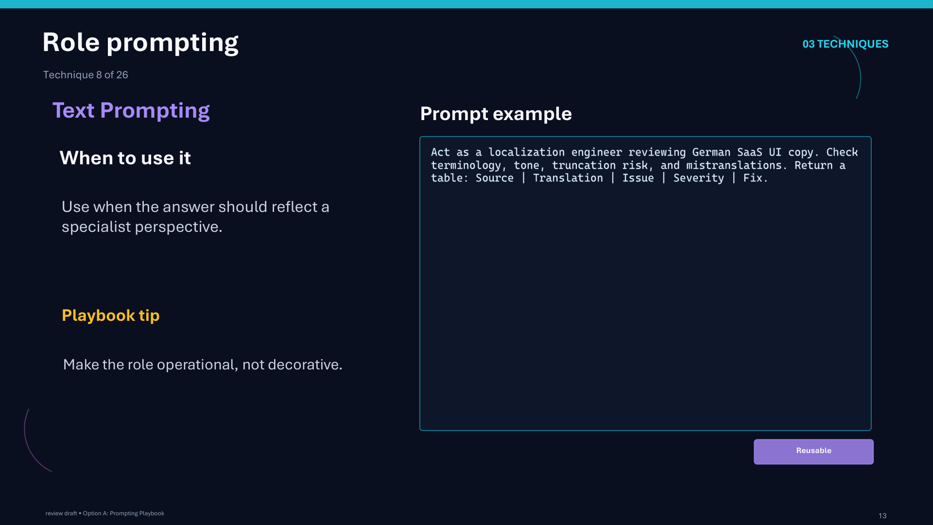 Page 13: Role prompting