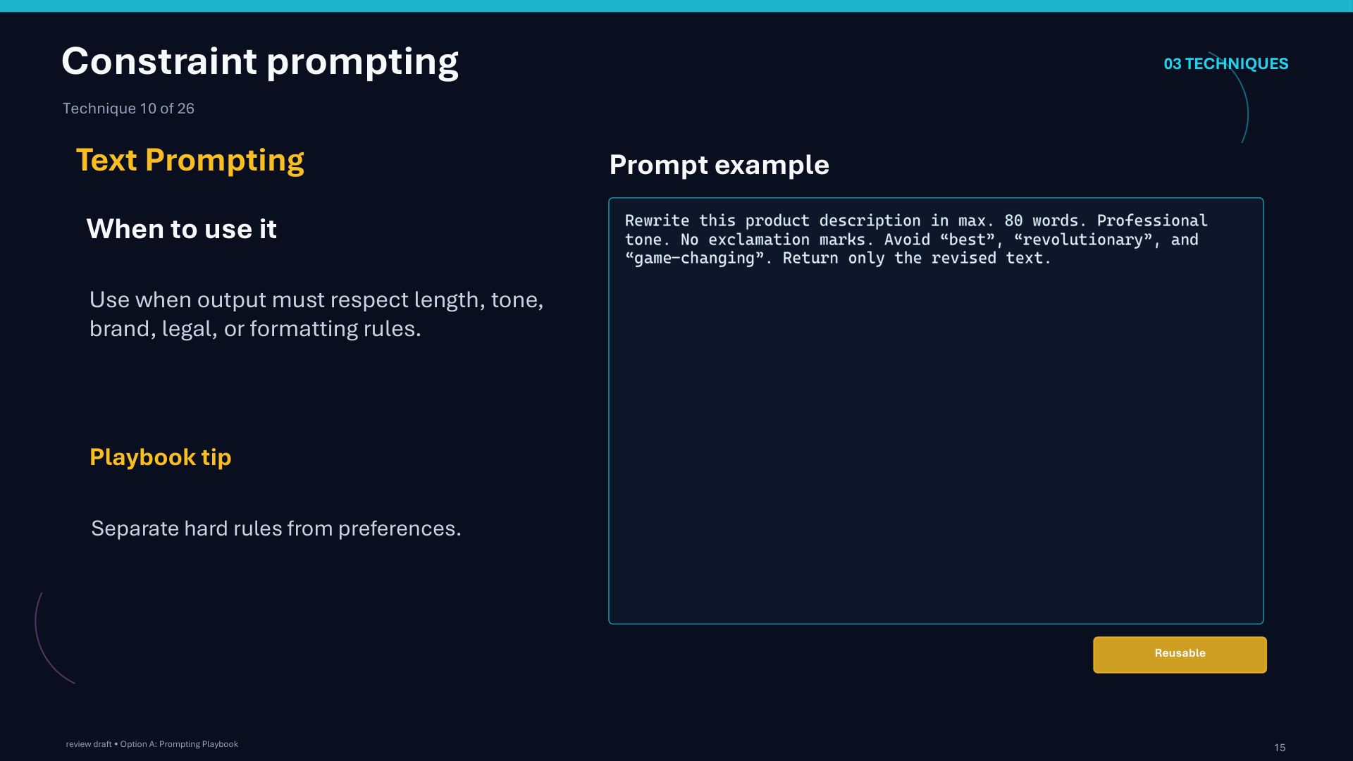Page 15: Constraint prompting