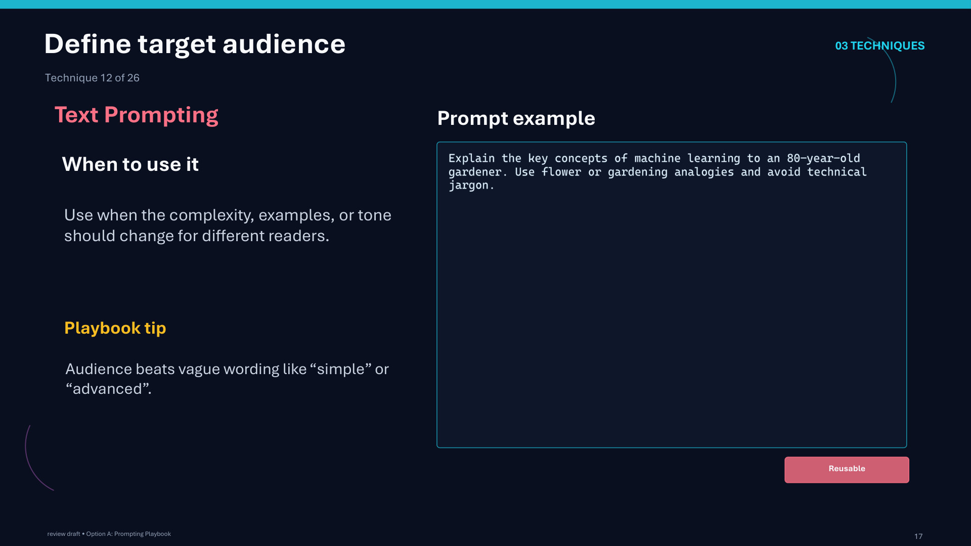 Page 17: Define target audience