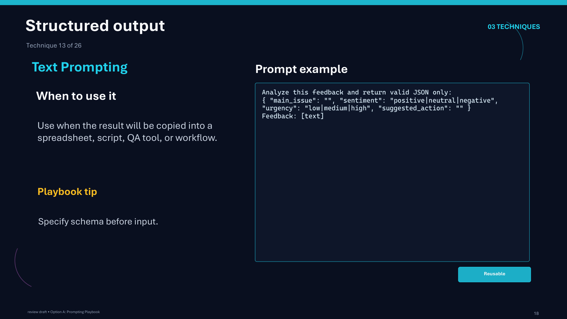 Page 18: Structured output