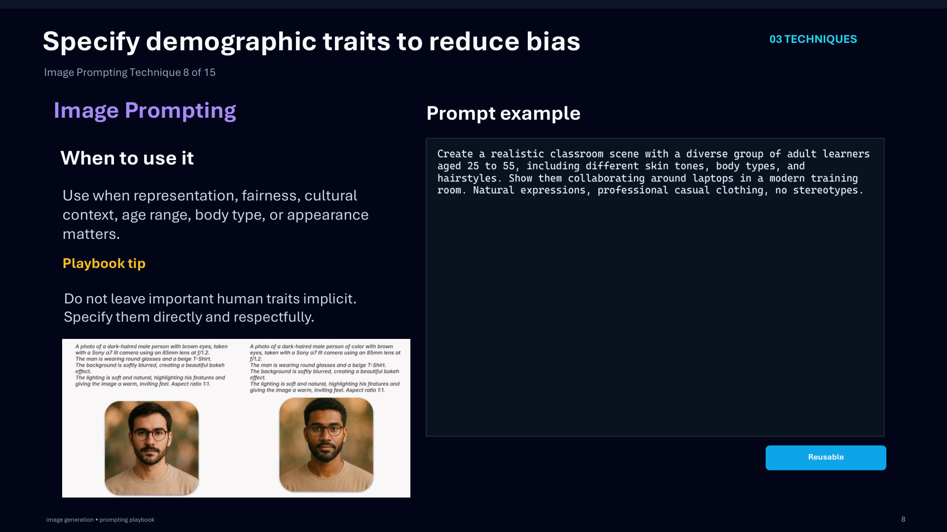 Page 39: Specify demographic traits to reduce bias