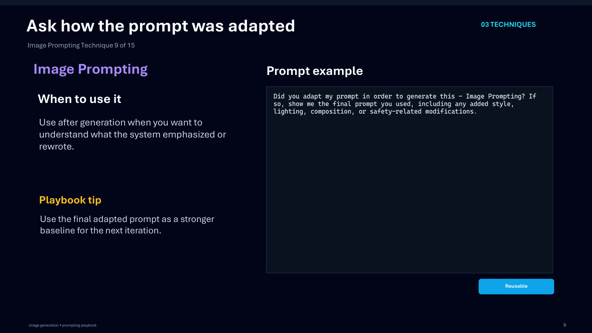 Page 40: Ask how the prompt was adapted