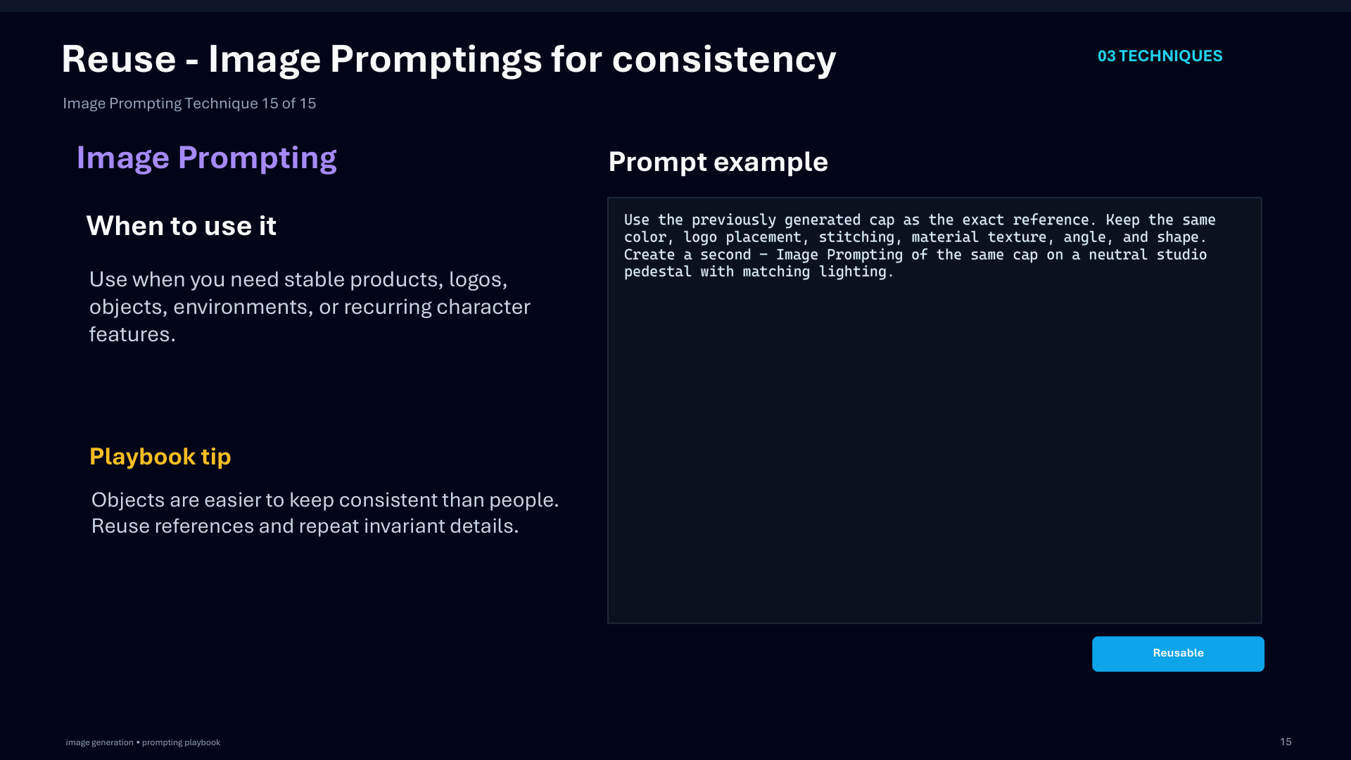 Page 46: Reuse - Image Promptings for consistency